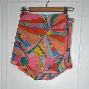 Olivaceous‎ Colorful Geometric Wrap Skort - Medium